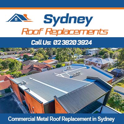 Aerial view of commercial metal roofing project in Sydney completed corrugated roof system